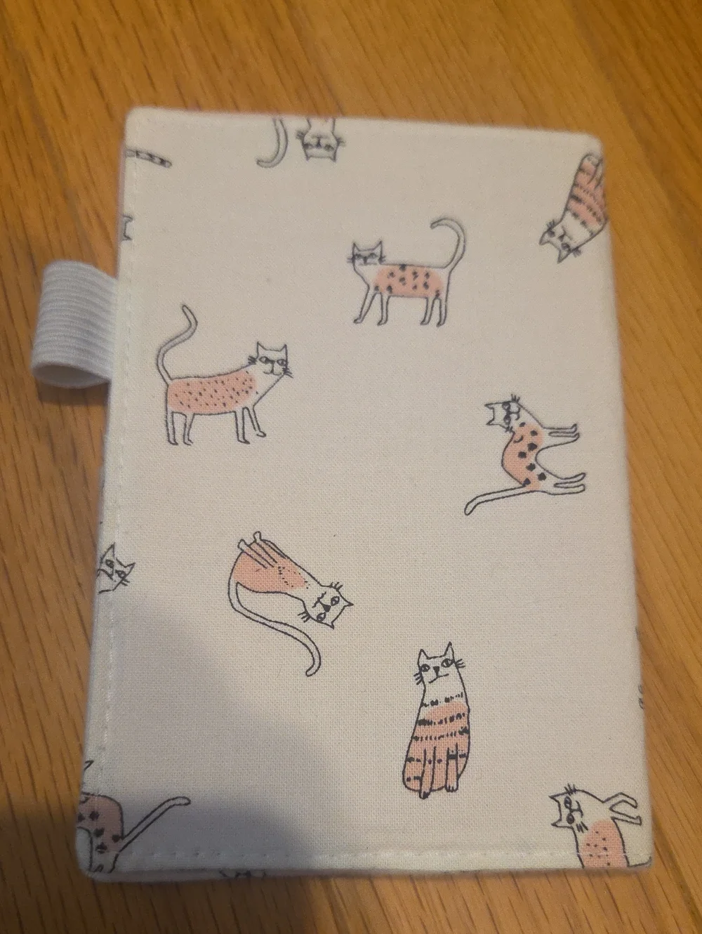 Bliss Pink and White Handmade Cat Canvas Notebook Cover Or Wallet